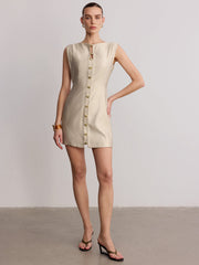 Metal Detail Sleeveless Mini Dress