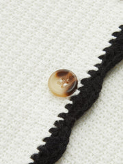 Contrast Trim Button-Front Sleeveless Knit Dress