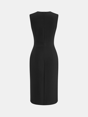Sleeveless Metal Detail Bodycon Midi Dress