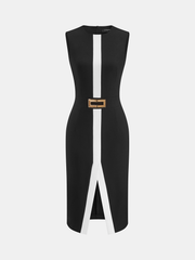 Sleeveless Metal Detail Bodycon Midi Dress