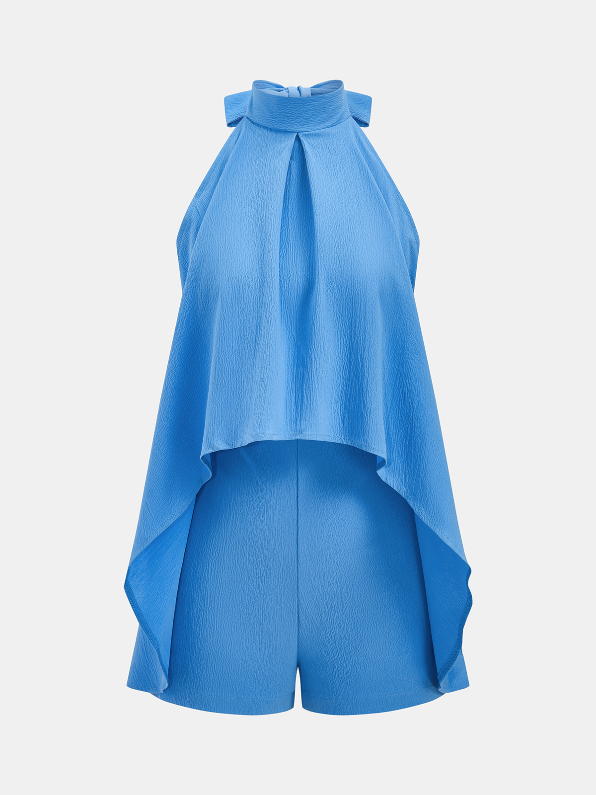 Backless Halter Neck Layered Romper