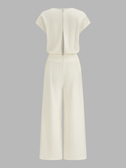 Cap Sleeve Open Back Wide Leg Jumpsuit