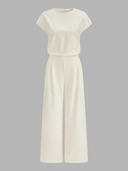 Cap Sleeve Open Back Wide Leg Jumpsuit