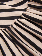 Striped Tie Shoulder V Neck Maxi Dress