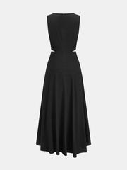 Deep V Cut Out Waist Sleeveless Maxi Dress