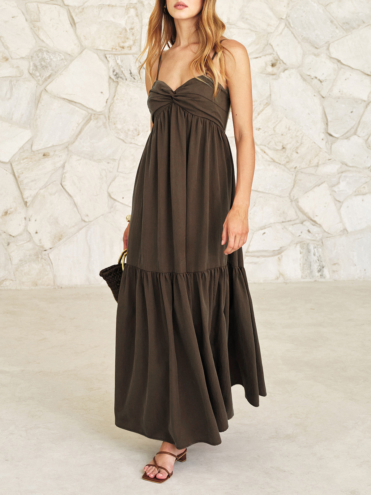 Twist Front Cami Maxi Dress