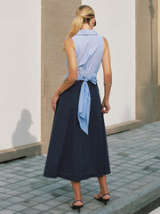 Sleeveless Striped Patchwork Midi Dress