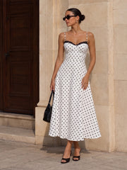 Polka Dot Lace Trim Cami Maxi Dress
