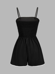 Contrast Wavy Trim Cami Romper