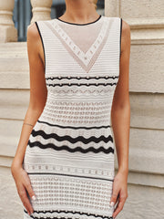 Striped Crochet Knit Maxi Dress