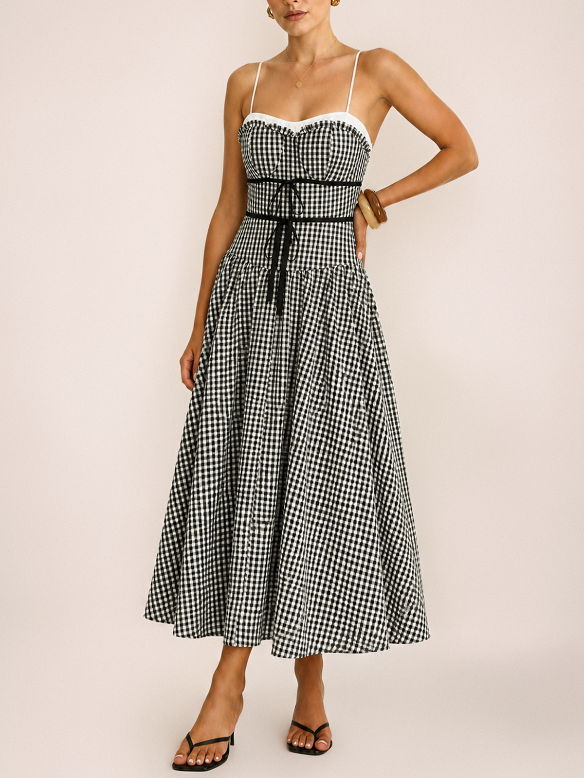 Gingham Cotton Cami Maxi Dress