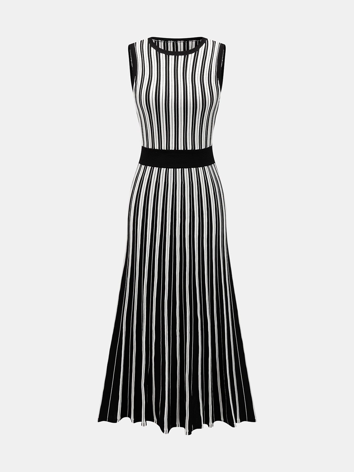 Striped Sleeveless Knit Midi Dress