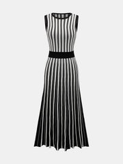 Striped Sleeveless Knit Midi Dress