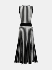 Striped Sleeveless Knit Midi Dress