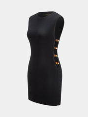 Amber Bead Cutout Sleeveless Knit Mini Dress