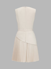 Sleeveless Belted Pleated Mini Dress