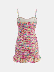 Floral Print Ruched Cami Mini Dress