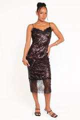 Frida Lace Midi Dress - Burgundy